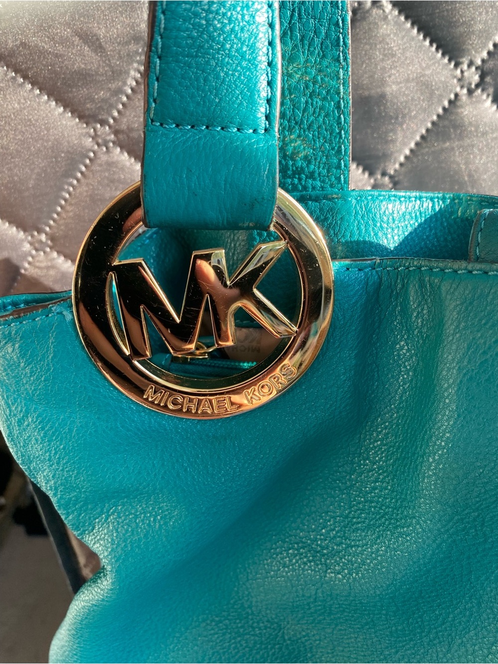 Michael Kors Fulton Large Hobo Bag Teal Pebbled Leather